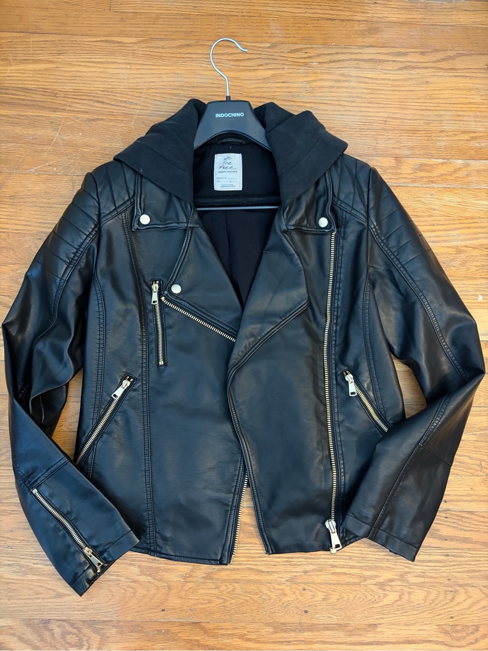 NWT - We the Free Vegan Hooded Leather Jacket - L